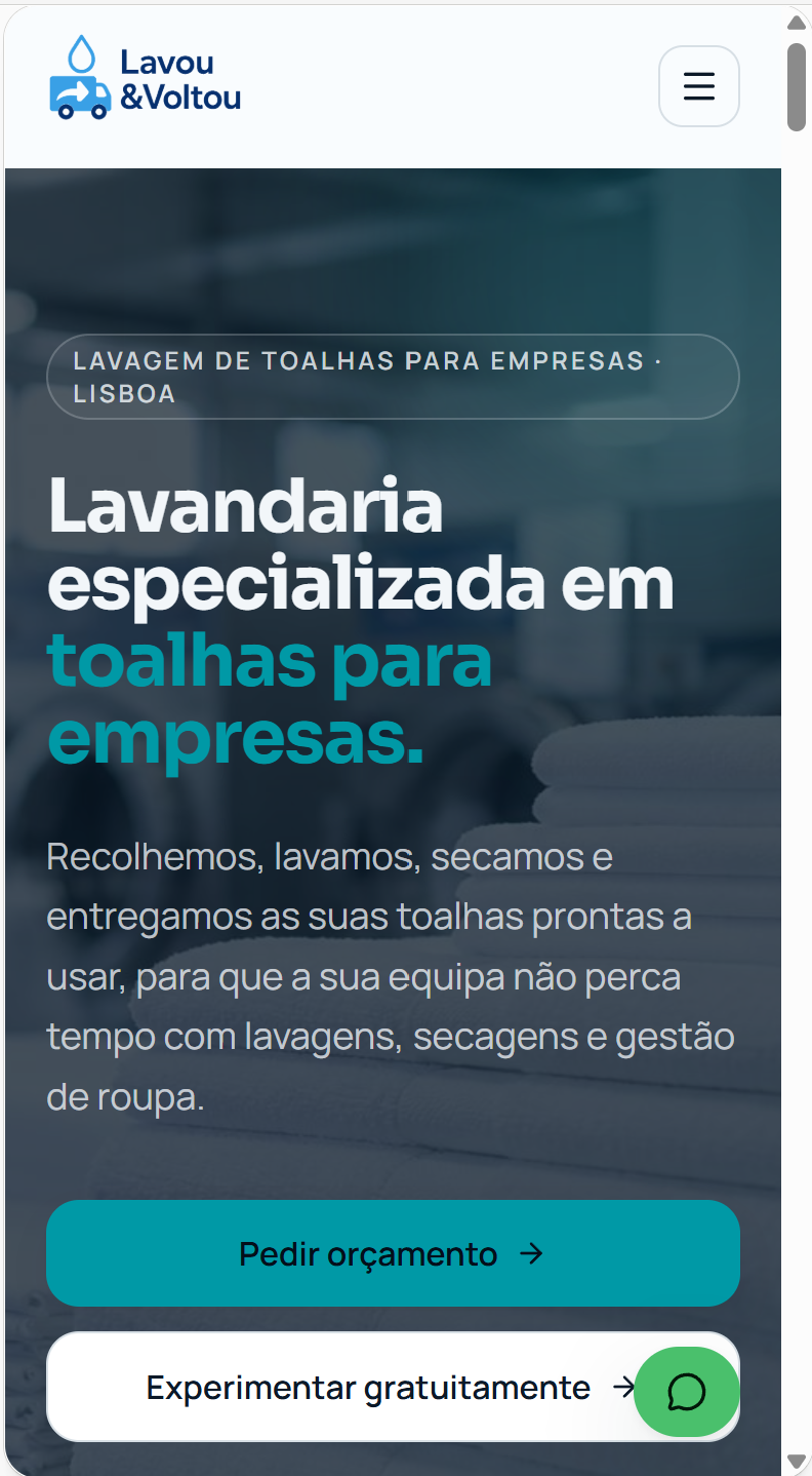 Exemplo real de um site criado para o cliente Lavou & Voltou