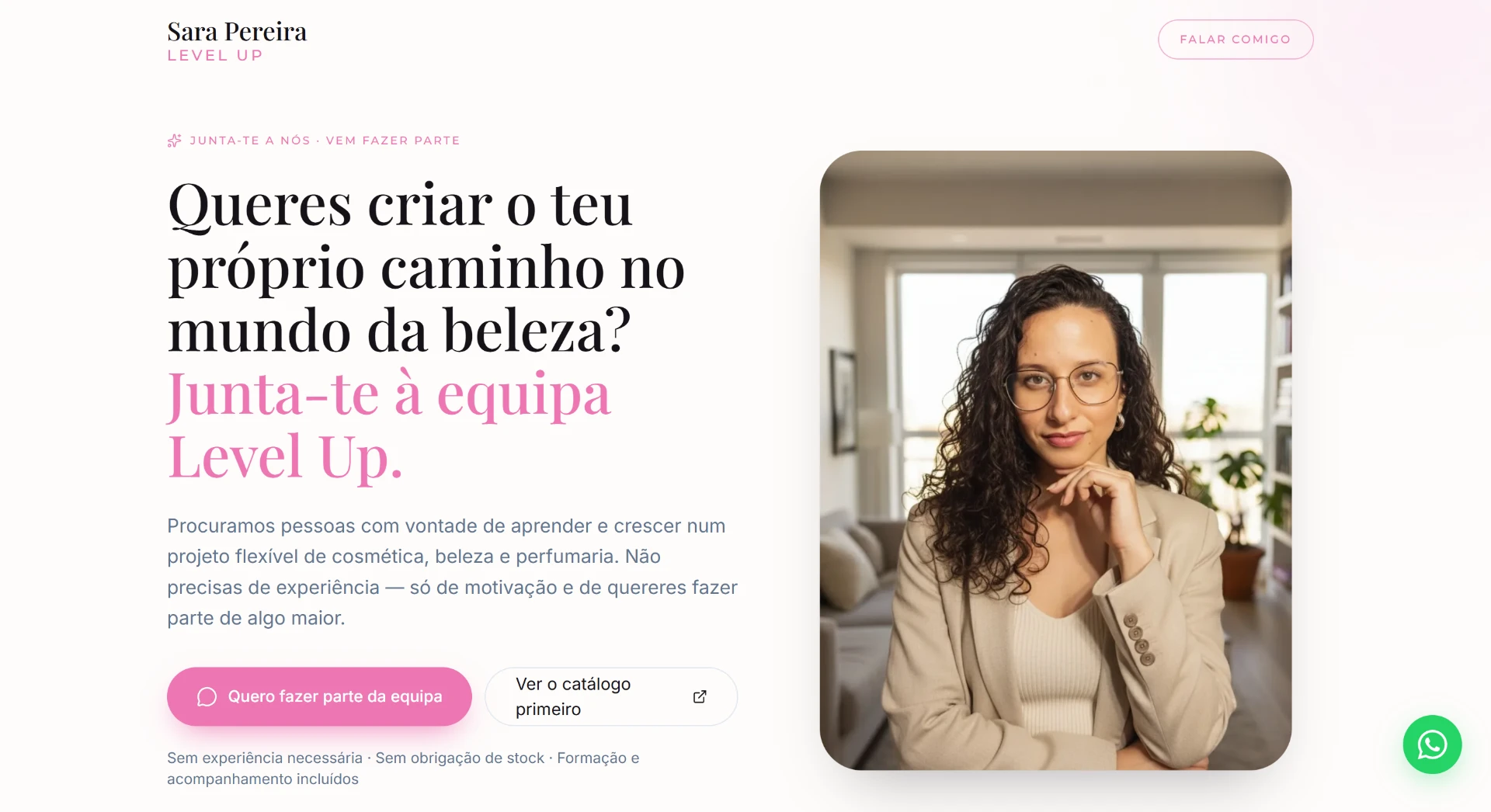 Captura real do site Sara Pereira em produção